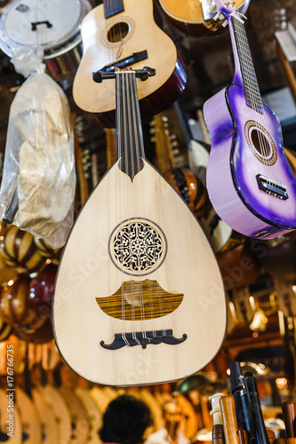 Arabic musical instrument Oud for sale at Grand Bazaar, Istanbul photo