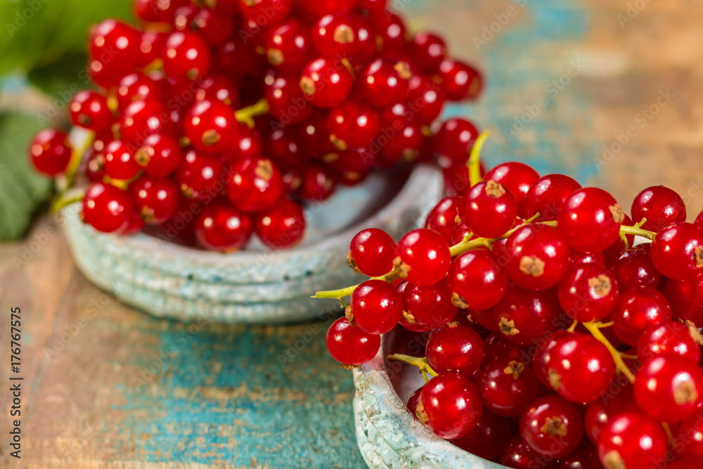 Fresh ripe red currant berries on the table Fresh ripe red currant berries on the table