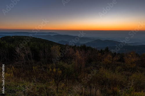 Panoramic view from the mountain Hornisgrinde in the Northern Black Forest in Germany.