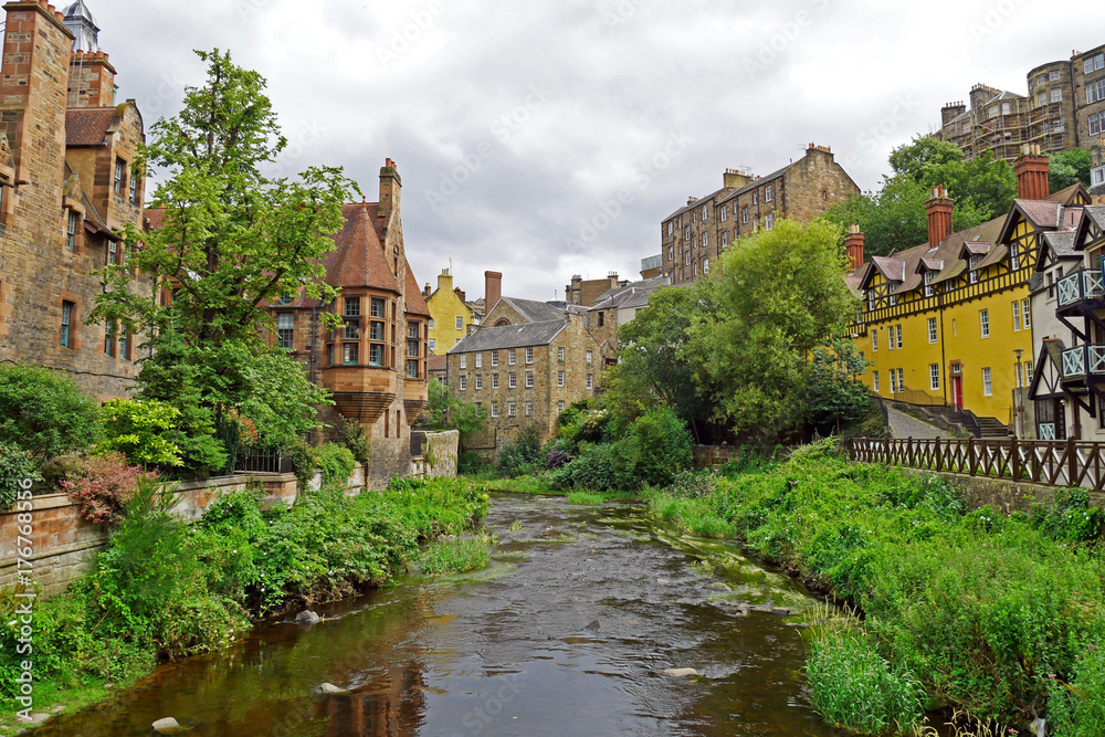 Dean Village along the river Water of Leith in Edinburgh, SCOTLAND.