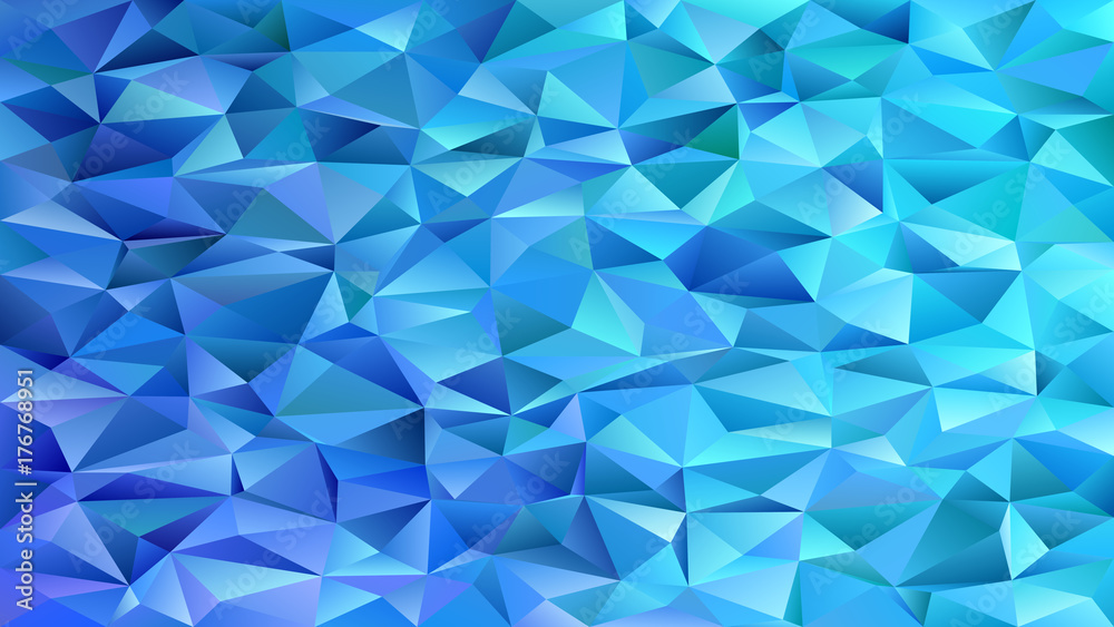 Obraz premium Blue abstract chaotic triangle pattern background - vector mosaic graphic