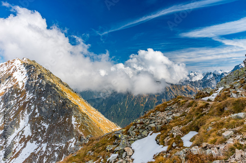 Fototapeta Naklejka Na Ścianę i Meble -  Tatra mountains panorama, cloudy sunny day