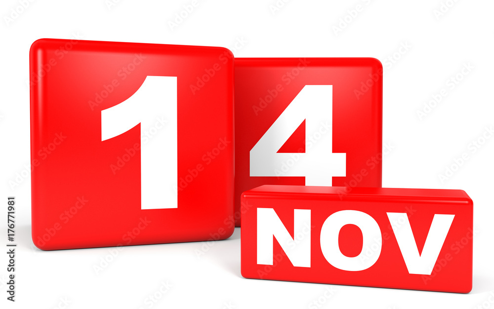 November 14. Calendar on white background. November 14. Calendar on white background.