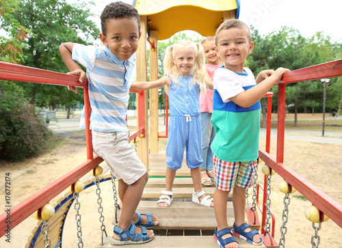 Canvas Print Cute children on playground