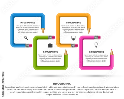 Infographics template with colored pencil. Infographics for business presentations or information banner.