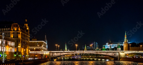 moscow river kremlin night, Moscow Russia