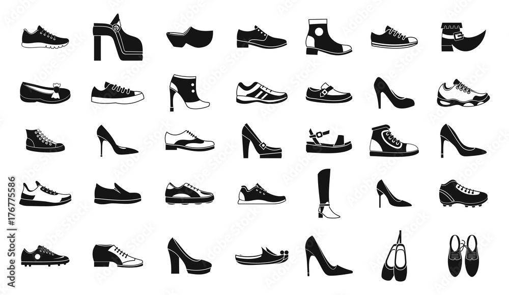 Shoes icon set, simple style - obrazy, fototapety, plakaty 
