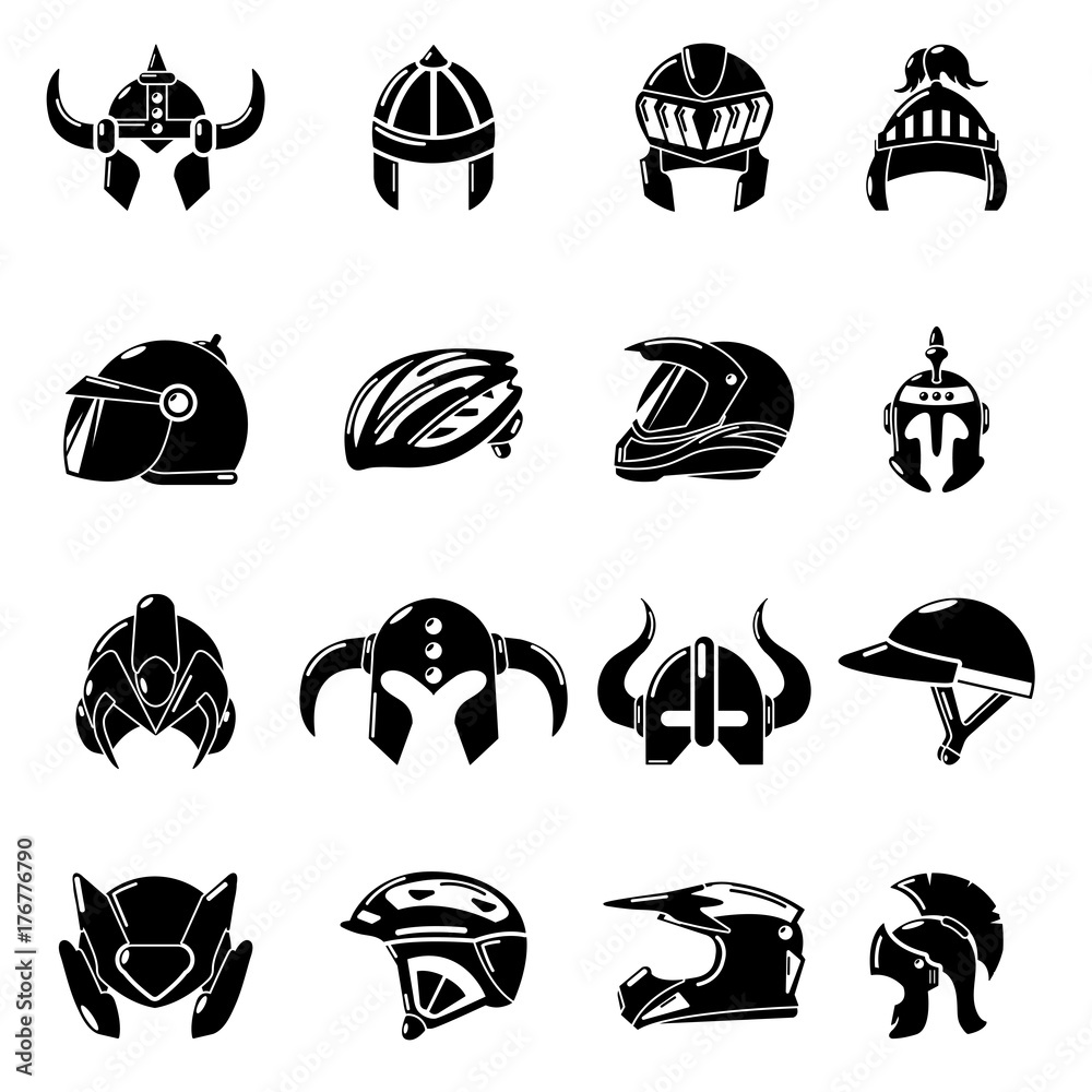 Fototapeta premium Helmet icons set, simple style