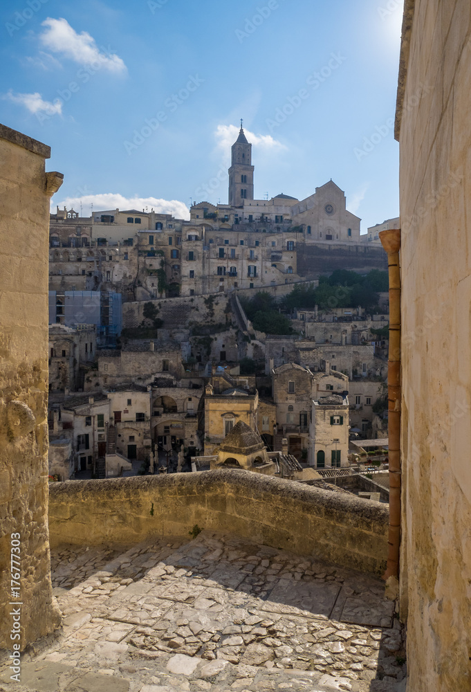 Matera, Italy - The historic center of the wonderful stone city of southern Italy, a tourist attraction for the famous 