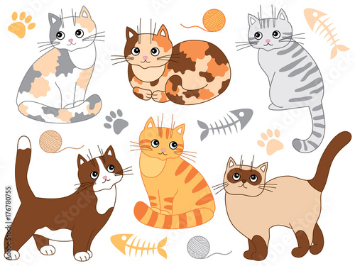 Vector Set with Various Cats
