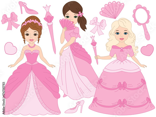 Vector Set with Beautiful Princesses