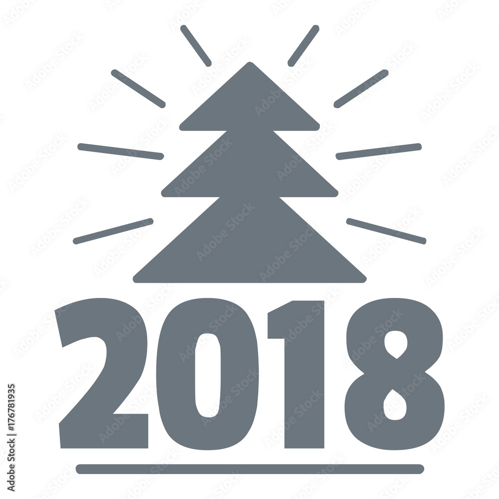 Fototapeta premium Minimal christmas tree logo, simple gray style