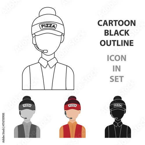 Saleswoman icon in cartoon style isolated on white background. Pizza and pizzeria symbol stock vector illustration.