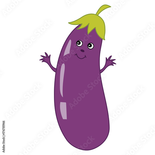 Vector Cartoon Eggplant 