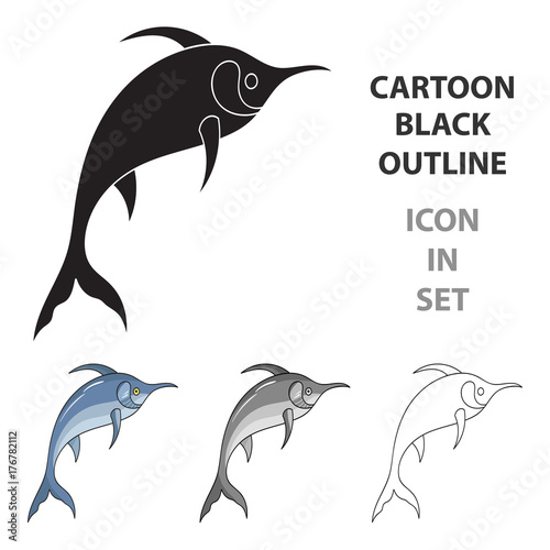 Marlin fish icon in cartoon style isolated on white background. Sea animals symbol stock vector illustration.