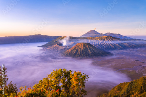 Mountain Bromo at East Java Indonesia. This active volcano is one of the popular destination in Indonesia
