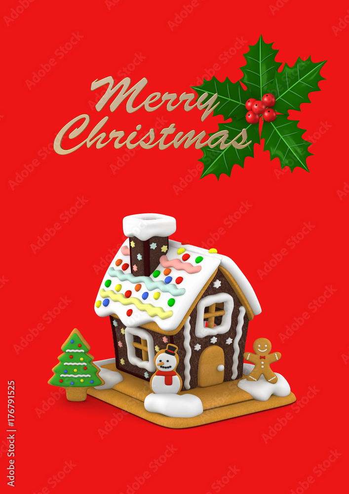 メリークリスマス お菓子の家 3dイラスト Stock Illustration Adobe Stock