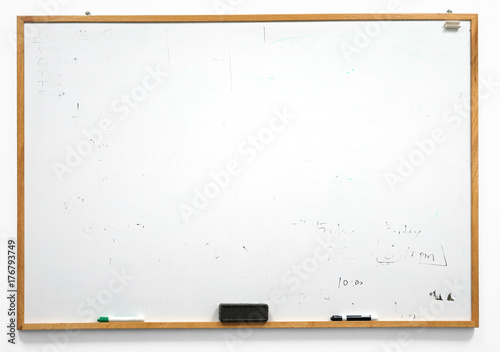 Foto Dirty white board isolated on white background