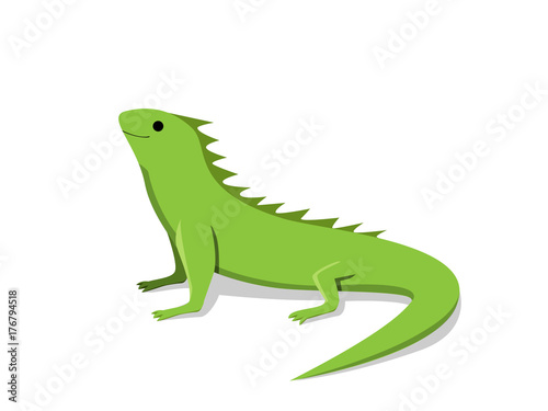 Friendly green iguana in flat style  vector