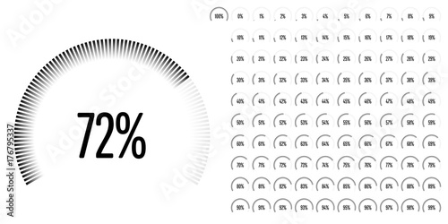 Set of circular sector percentage diagrams from 0 to 100 ready-to-use for web design, user interface (UI) or infographic - indicator with black