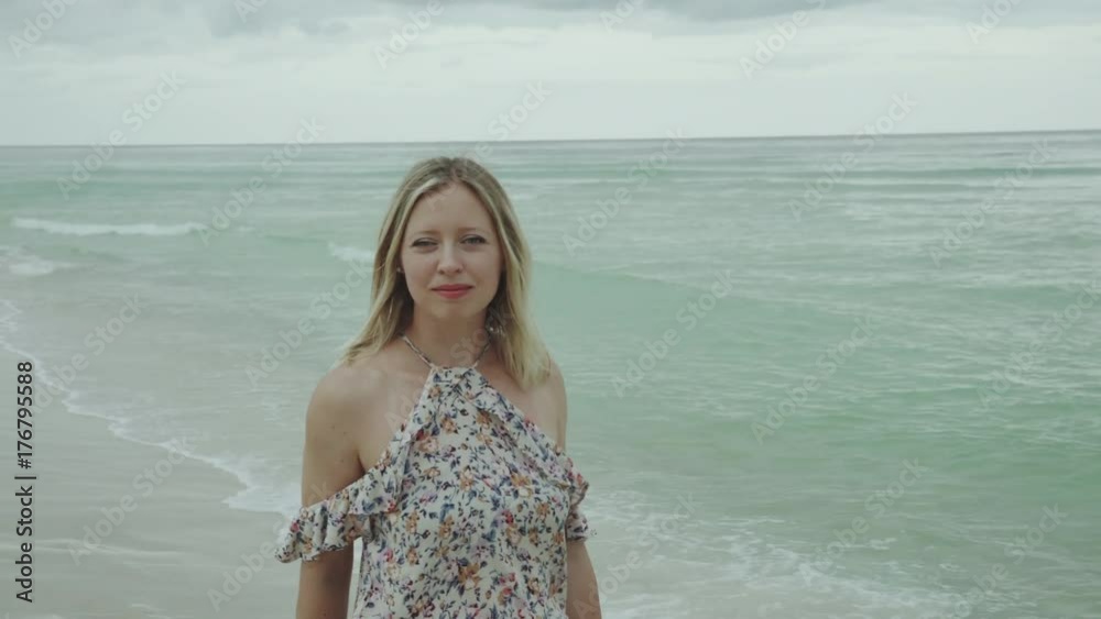 Beautiful sexy woman walking on exotic beach 4k Beautiful sexy woman walking on exotic beach 4k