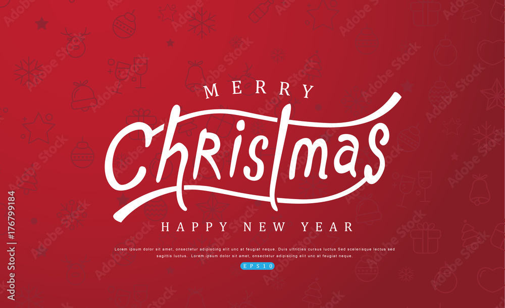 Merry christmas with calligraphic text.Vector illustration template.greeting cards.