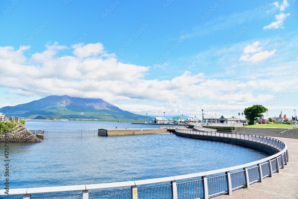 Scenic View of Sakurajima Volcano From Kagoshima Port