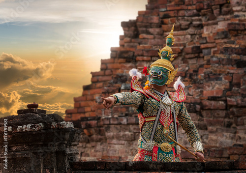 Fotografie Khon, pantomime performances action of Thailand, a kind of Thai drama, Tos-sa-ka