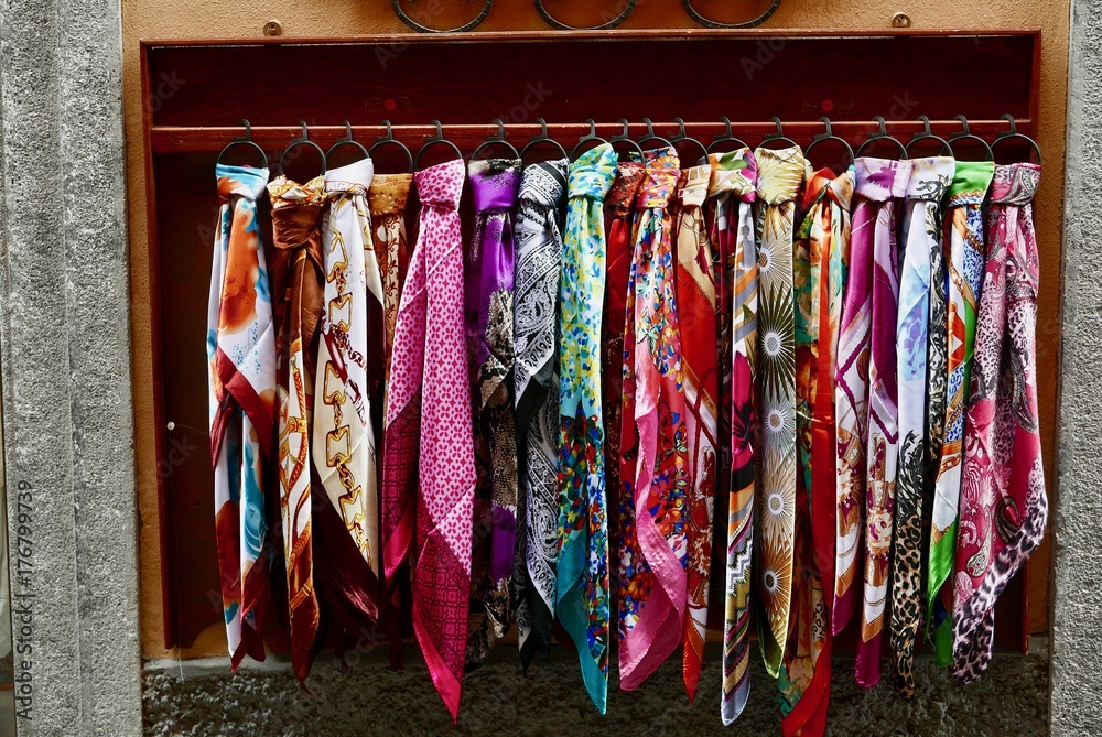 Silk scarf display in Bellagio back street