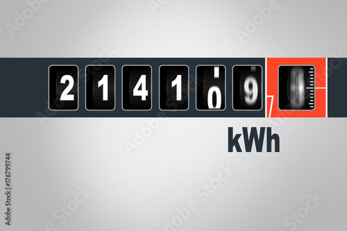 Fotografie Fast running electricity meter - power consumption concept