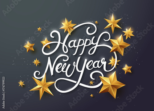 Murais de parede new year with calligraphic text with golden star