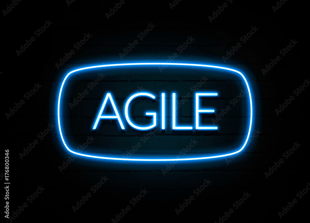 Agile - colorful Neon Sign on brickwall Agile - colorful Neon Sign on brickwall