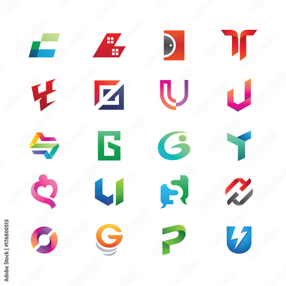 Abstract Letter C L D T Y E U G S P O Logo Set Abstract Letter C L D T Y E U G S P O Logo Set