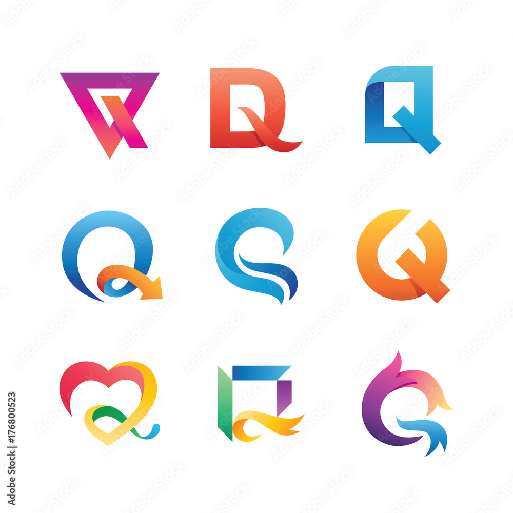 Abstract Letter Q Logo Set