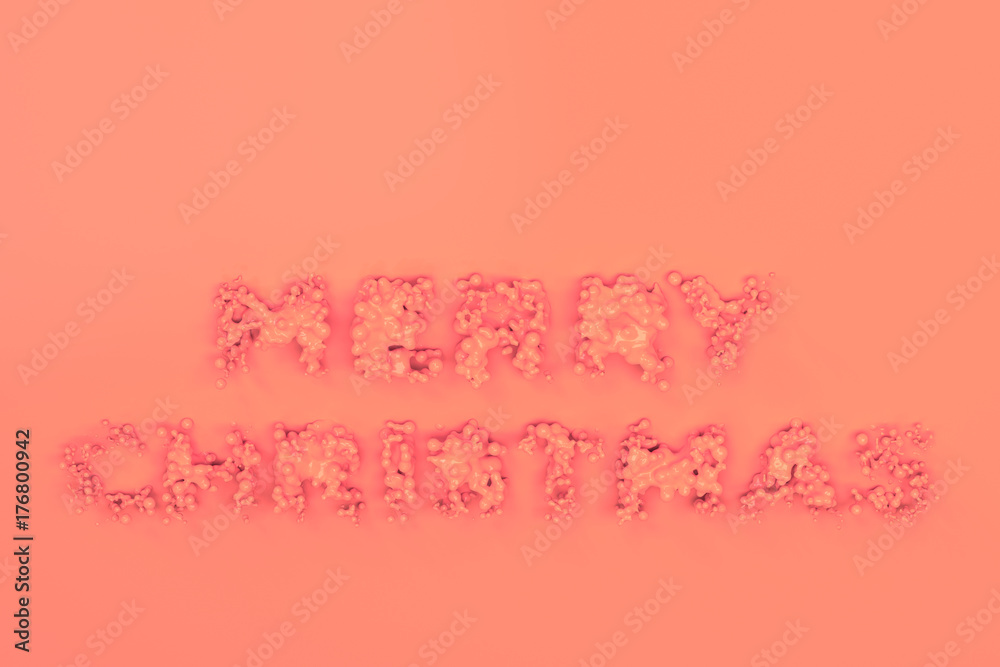 Liquid red Merry Christmas words with drops on red background Liquid red Merry Christmas words with drops on red background