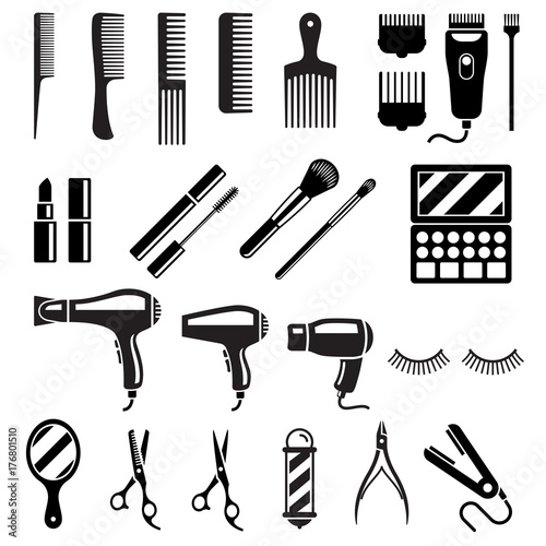 Set of beauty salon tools. Vector illustrations.