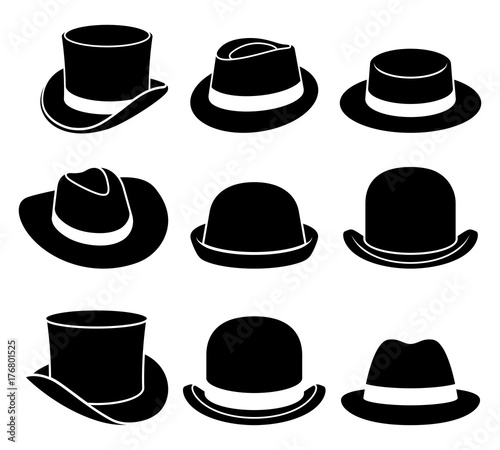 Vintage hats icons. Vector illustration.