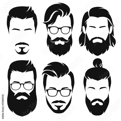 Set of hipster barber elements. Vector illustrations.