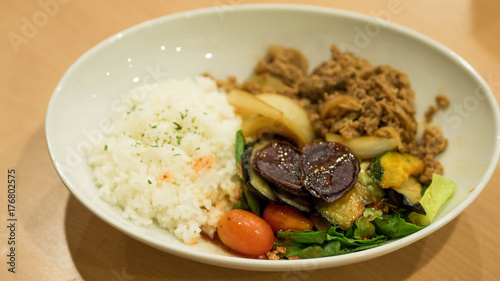 Asian dish with meat and vegetables