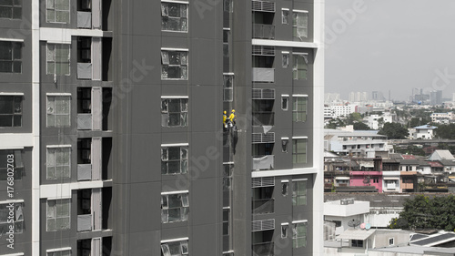 Climbed Construction Scaffolding Workers