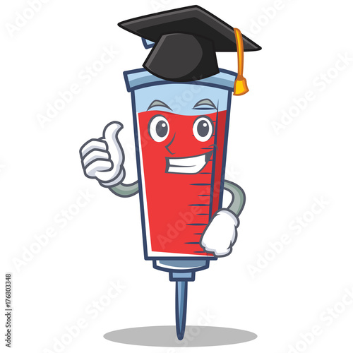Graduation syringe character cartoon style