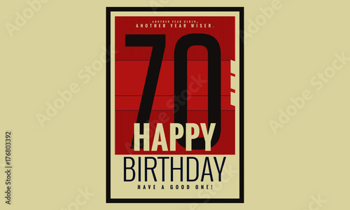 Happy Birthday 70 Year Card / Poster (Vector Illustration)