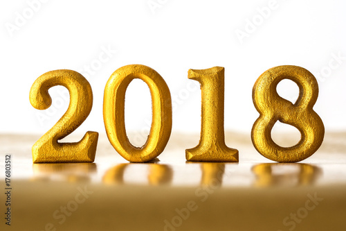 The Golden Number 2018 placed on dark elegant glamour night tone background for new year 2018 celebration concept