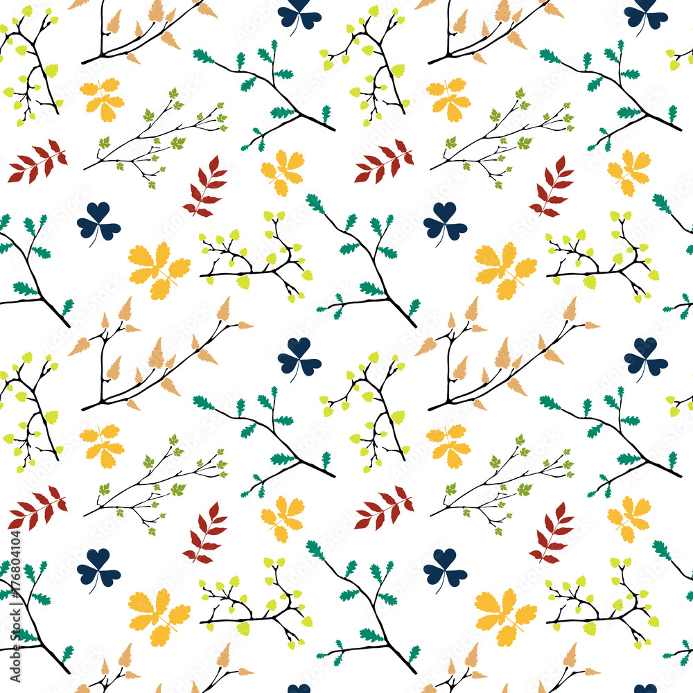 Seamless pattern with branches on a white background