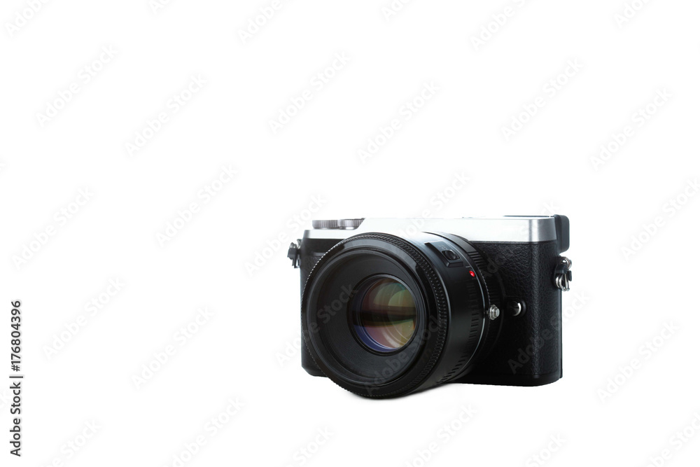 compact modern camera isolated with white background