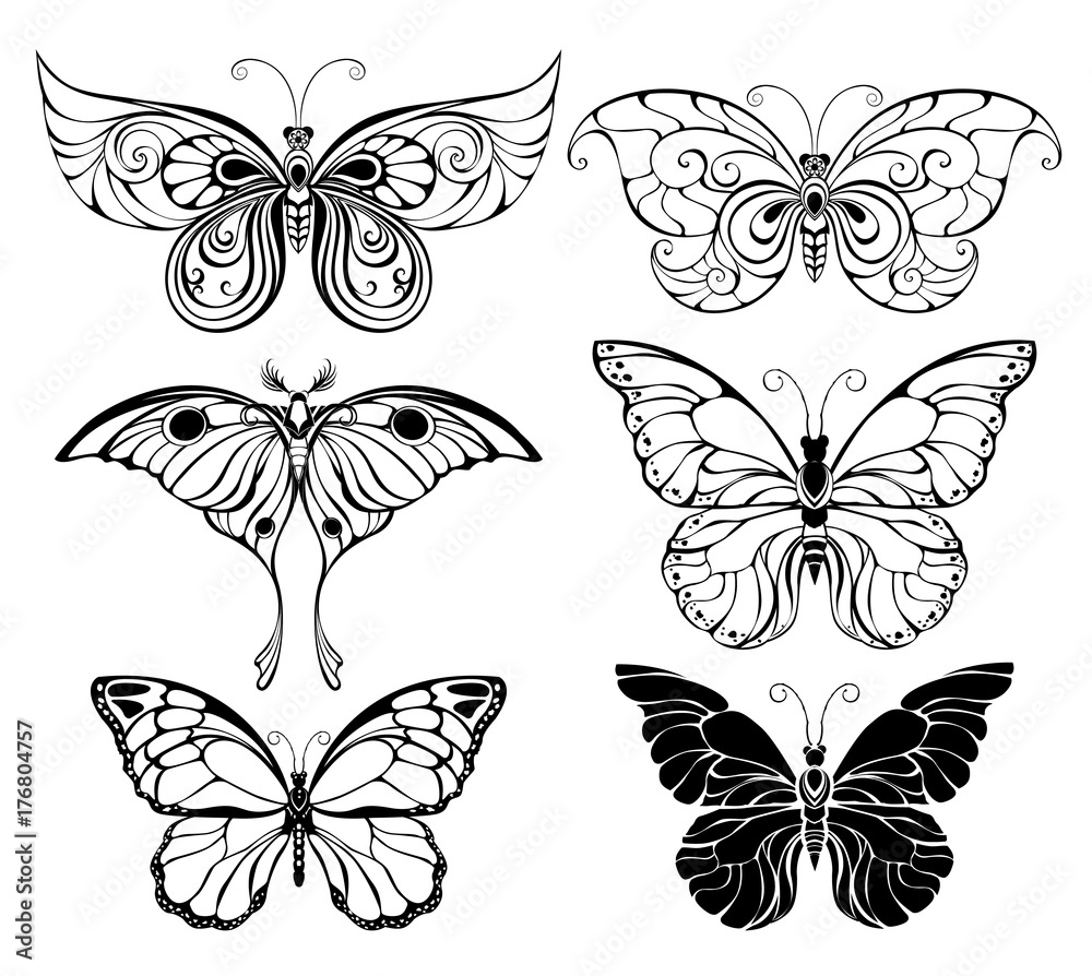 Set of art butterflies Set of art butterflies