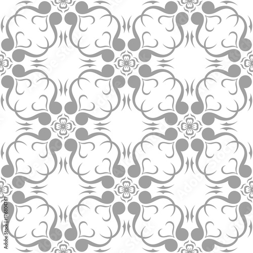 Gray floral seamless pattern on white background