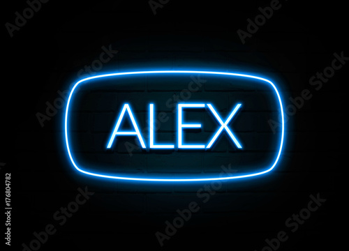 Alex  - colorful Neon Sign on brickwall