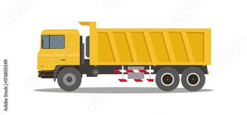 Dump truck tipper on white background. Construction specialized transport and lorry