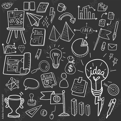 Illustration of startup business doodle collection